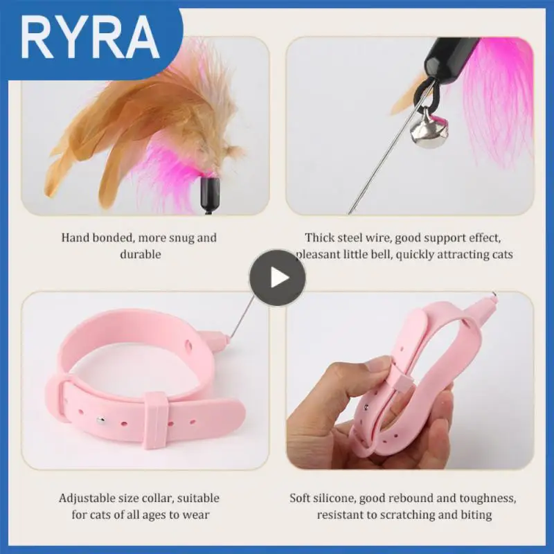 

Cat Teasing Wand Self-help Multifunctional Collar Toys With Bell Training Toys Silicone Collar Toys For Cat Feather Cat Toy