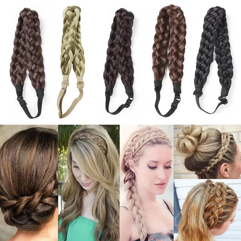 

Wig Twist Hair Bands Fashion Women Synthetic Braided Hair Band Elastic Twists Headband Princess Hair Rayon Wig Braid Hair Band