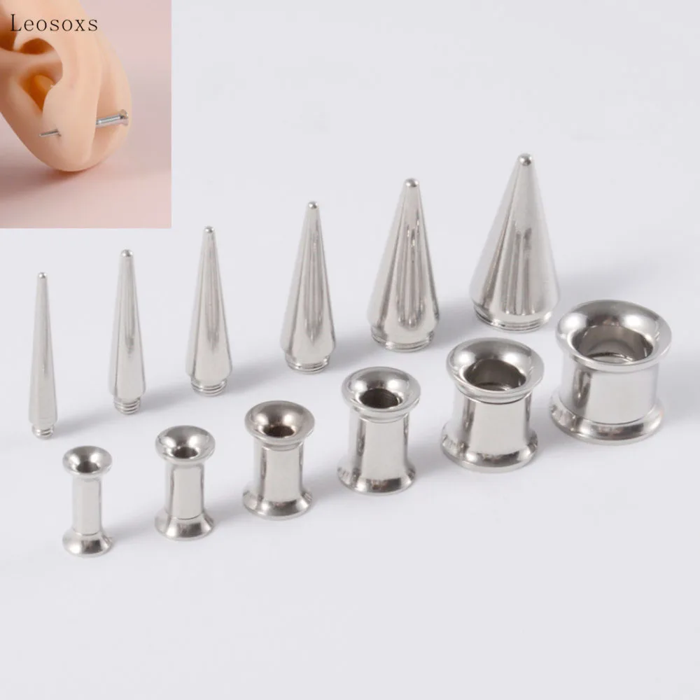 

Leosoxs Stainless Steel Ear Plug Taper Tunnel Gauges 2 In 1 Ear Expander 2-20mm Stretching Screw Kit Piercing Body Jewelry New