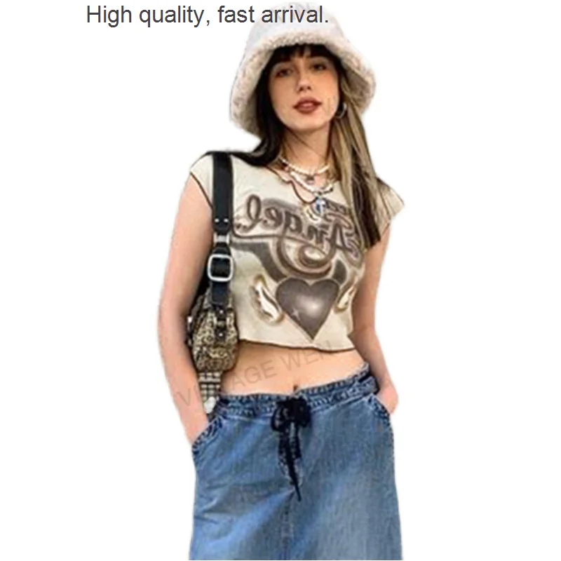 

Antique American Style Beige Short Design Hot Girl Sleeveless Camisole Women's European and American Style