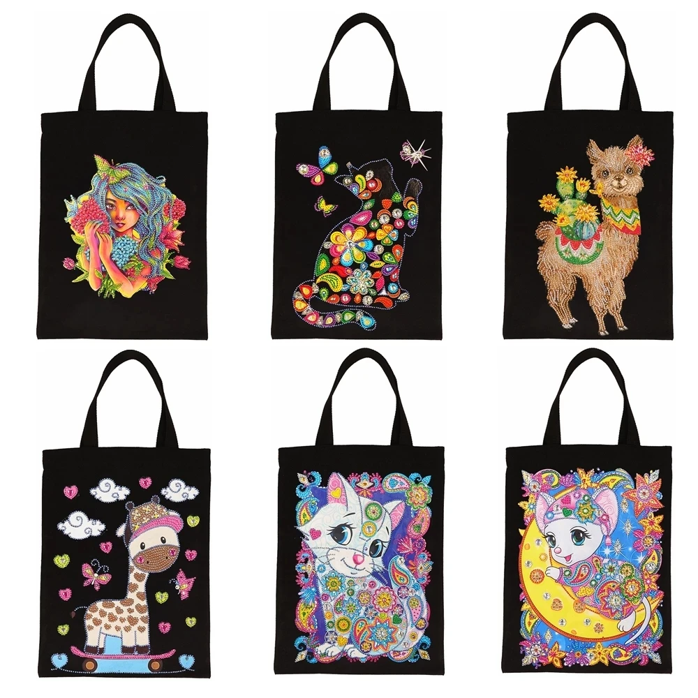 

5D Special Diamond Painting Handbag DIY Eco-friendly Shopping Storage Bag Foldable Canvas Bag Household Storage Bag Craft Handba