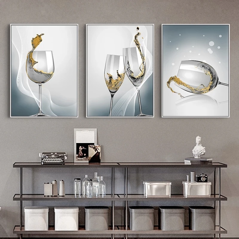 

Абстрактные картины на холсте винный бокал художественные Кубки плакаты и принты кухня для гостиной домашний декор настенные художественн...