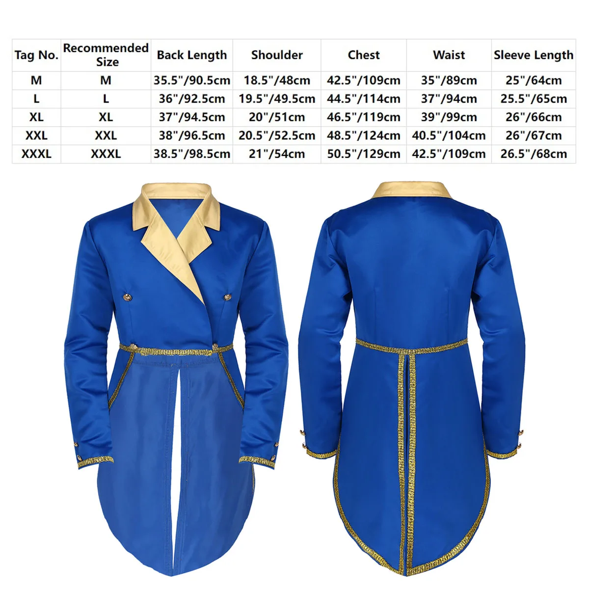 Men Prince Costume Turn-Down Collar Tuxedo Jacket Adult Halloween Cosplay Roleplay Party Outfit Tailcoat