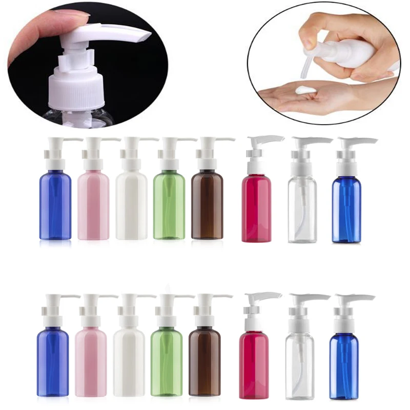 5Pcs 30/50/100 ml Plastic PET Pump Dispenser Transparent Bottles For Lotion Massage Oils Shampoo Refillable Empty Containers