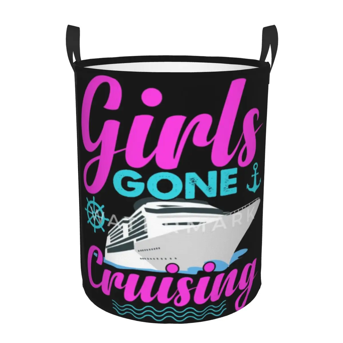 

Girls Gone Cruising Matching Cruise Vacation Circular hamper,Storage Basket With Two handles bathroomsStorage of clothes