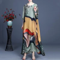 2022 summer new women long vintage print dresses loose waist robe femme vestidos elegantes dress