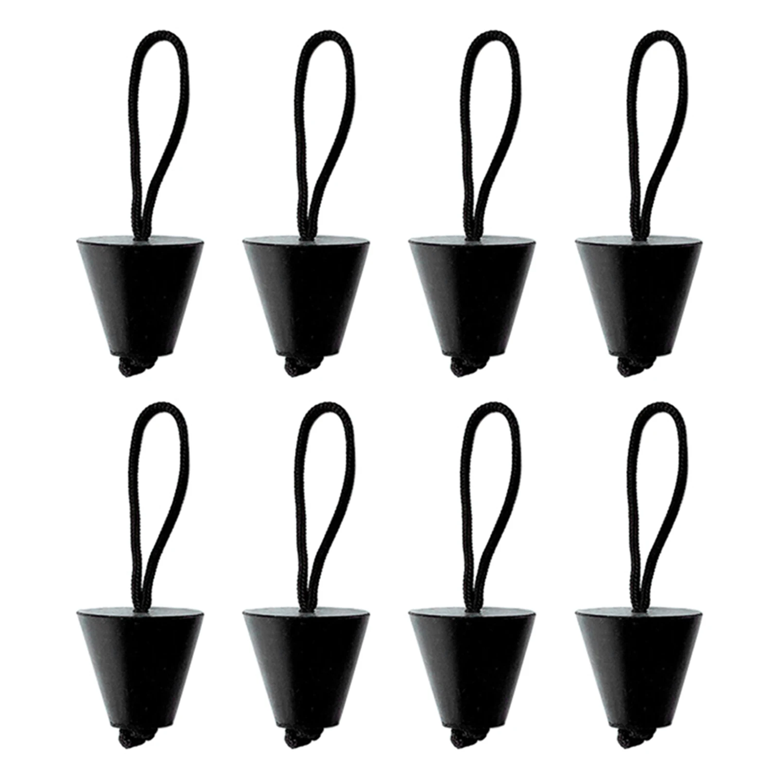8pcs Black Replacement Parts Boat Marine Silicone Universal With Lanyard Drain Holes Lightweight Easy Install Kayak Scupper Plug