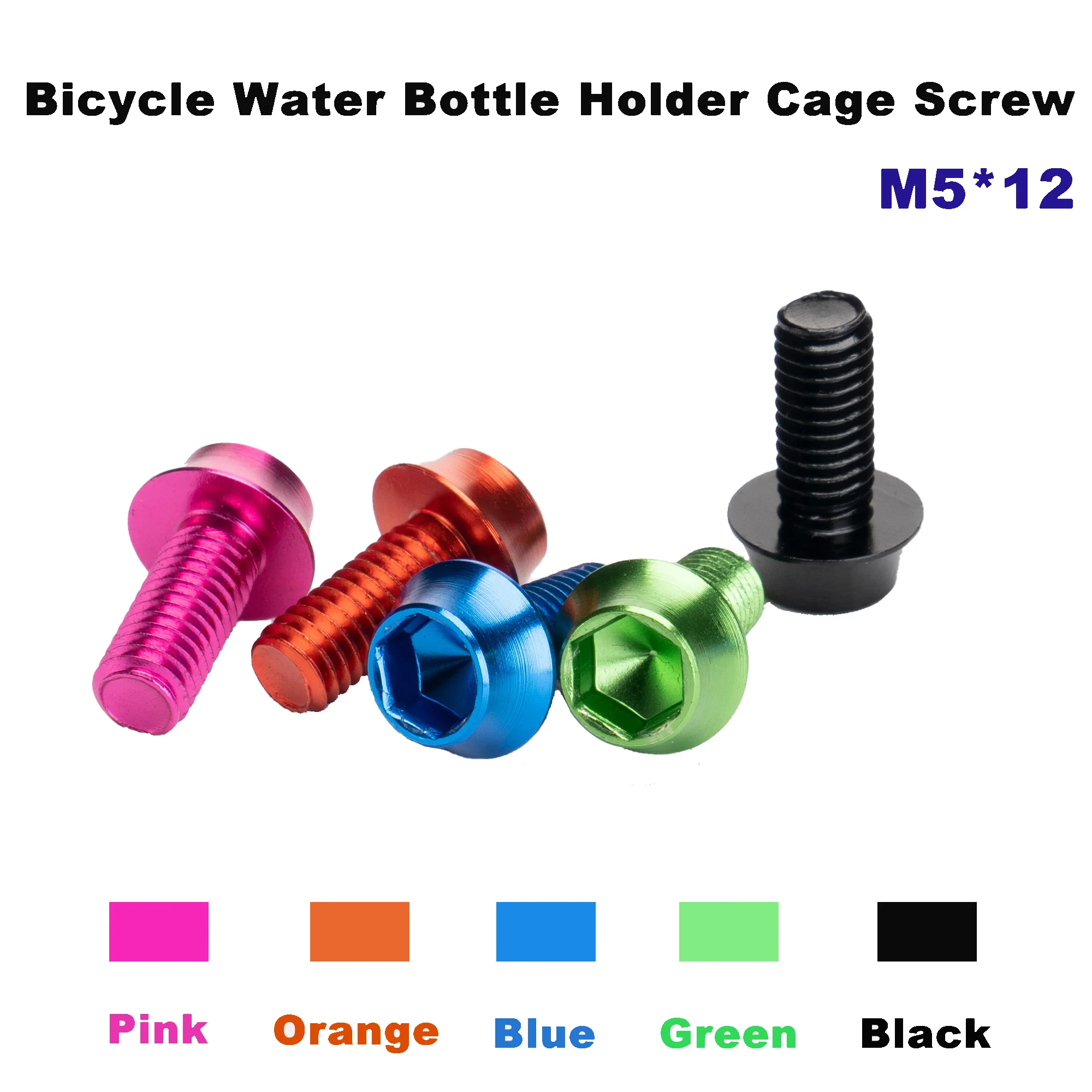 

2PCS Bike Bottle Cage Screws Aluminum Alloy 6PCS Cycling Water Bottle Holder Cage Screw Colorful Bicycle Accessories M5*12mm