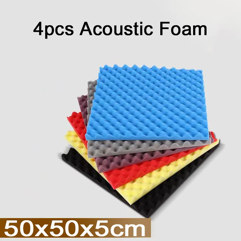 

4pcs 50x50x5cm Acoustic Foam Panels Studio Soundproofing Egg Shape Sound Proof Padding Acoustic Treatment Foam Sealing Strip