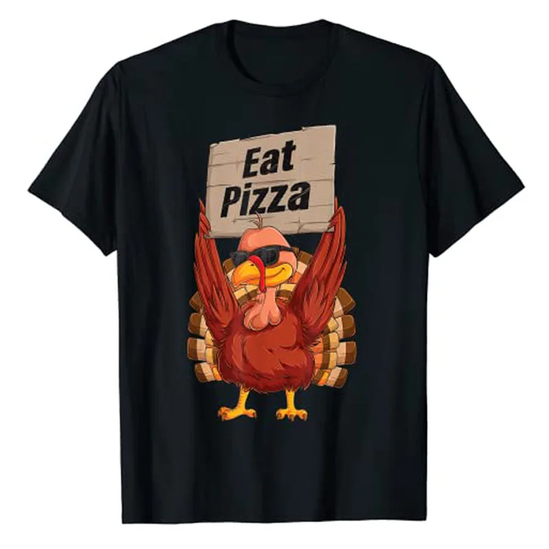 Купи Turkey Eat Pizza Adult Vegan Kids Funny Thanksgiving Gifts T-Shirt Cute Thankful Streetwear Clothes Women Men Graphic Tee Top за 287 рублей в магазине AliExpress