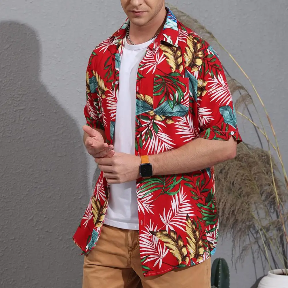 

Cardigan Casual Men Summer Short Sleeve Tops Shirt Loose Fit Summer Shirt Lapel Neck for Daily Wear