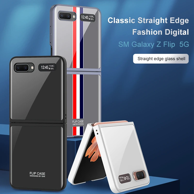 

GKK Original Case For Samsung Galaxy Z Flip 5G Case Luxury Tempered Glass Square Hard Edge Cover For Samsung Z Flip 5G Shell