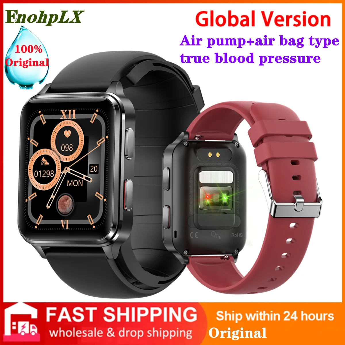 

New WATCH D Airbag Air Pump True Accurate Blood Pressure Smart Watch Heart Rate Body Temperature Smartwatch Men for Huawei IOS