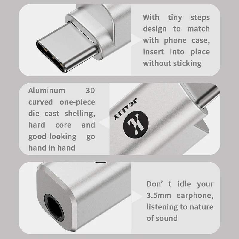 Адаптер со съемным кабелем Type-C на 3 5 мм для iPhone 15 Android универсальный ЦАП-усилитель