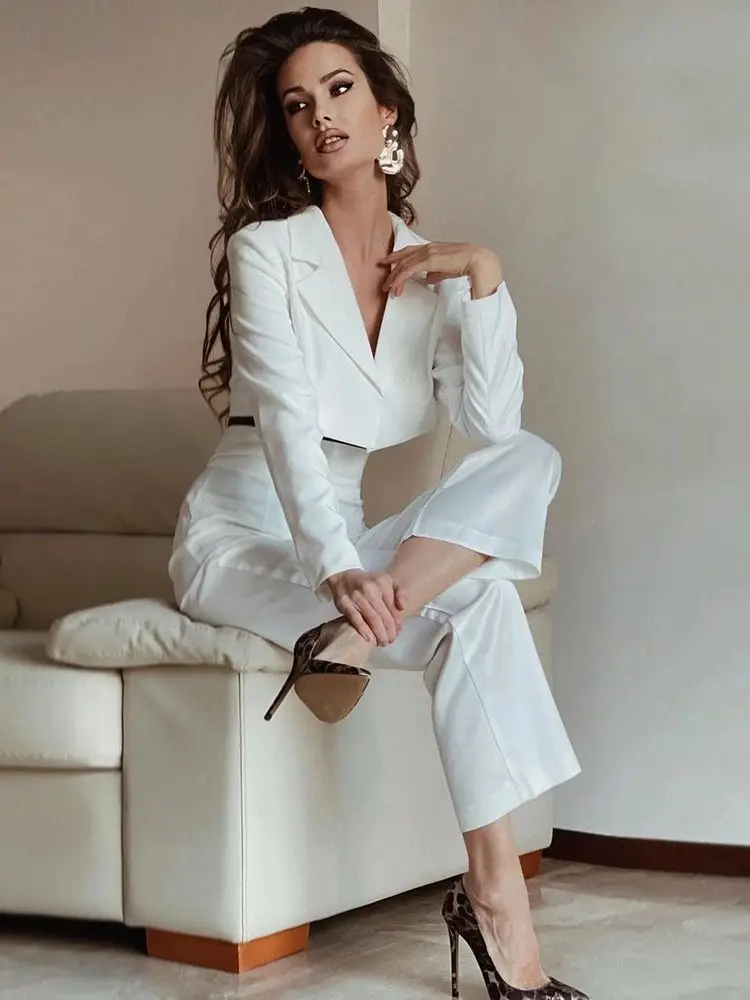 Женский костюм Ailigou из двух предметов короткий топ с длинным рукавом и V-образным