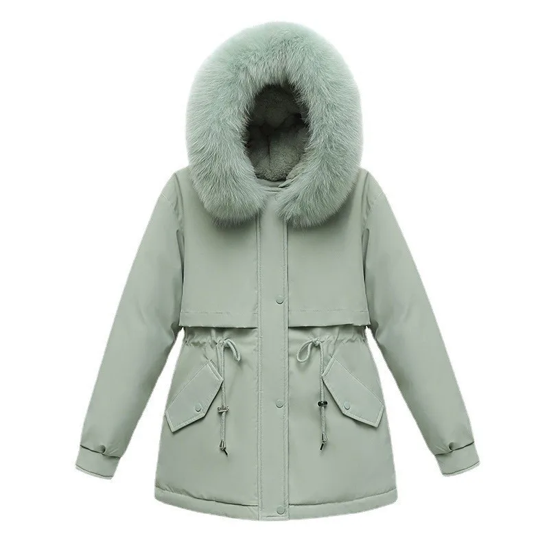 Winter new style wool collar women's non short style thickened down cotton fur