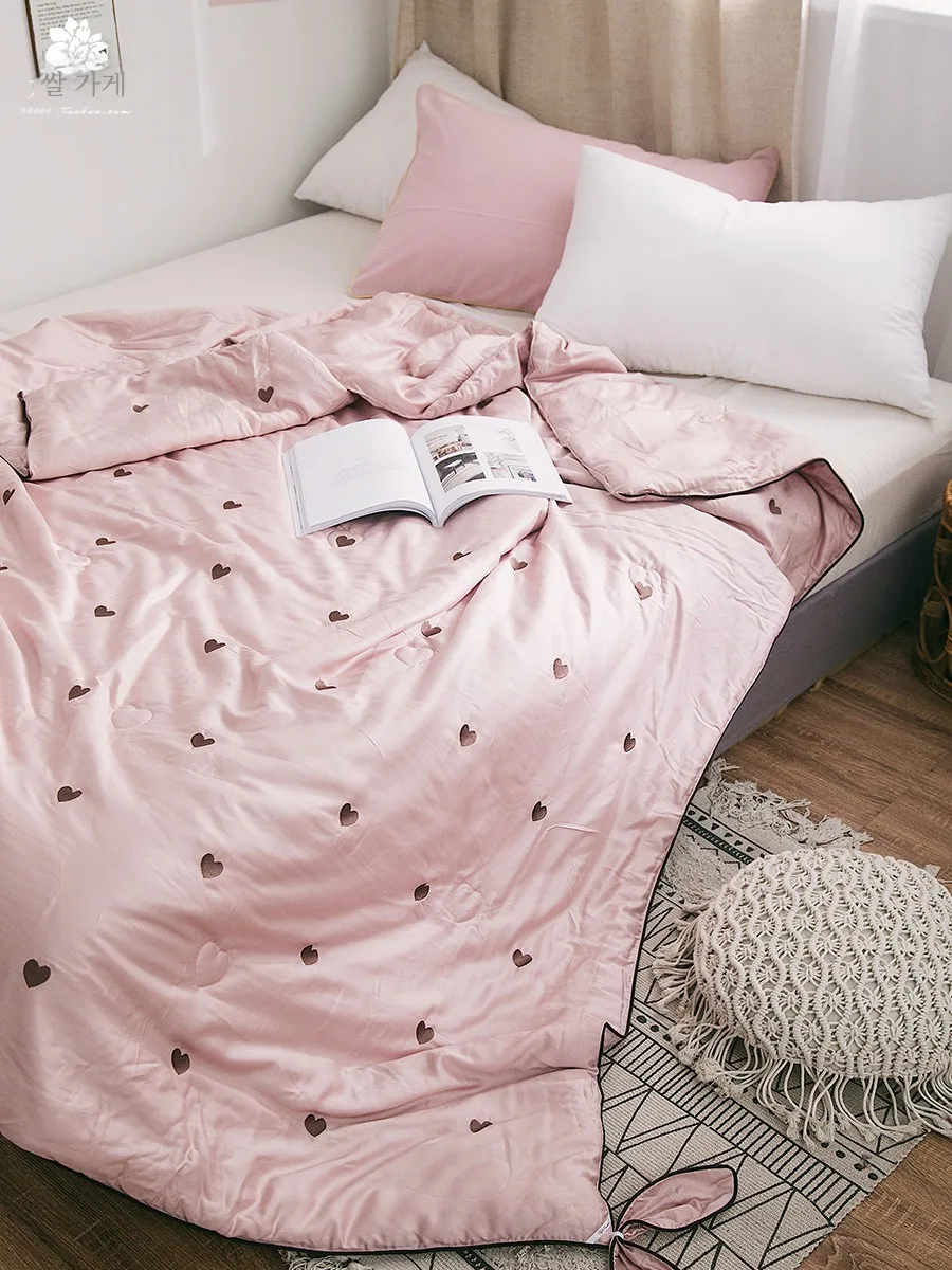 INS Love вышивка двустороннее летнее одеяло воздухопроницаемый чехол двойное