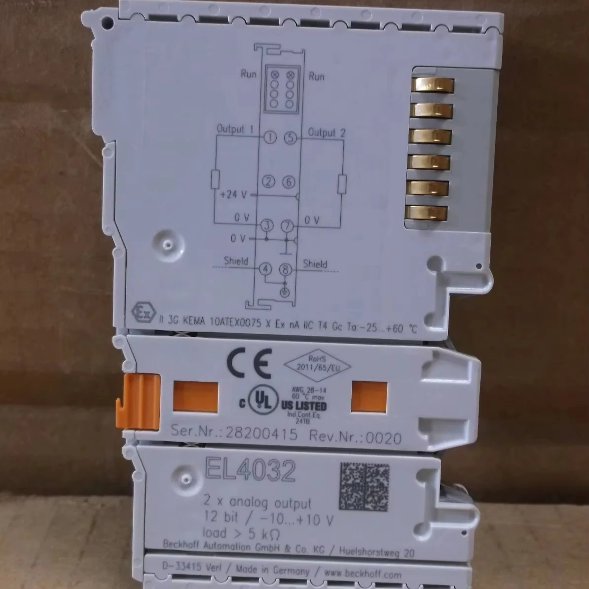 Фото 100% НОВЫЙ EL4032 Beckhoff: Новый диск PLC I/O EtherCAT, 2-канальный аналоговый модуль питания Beckhoff EL4032 №1