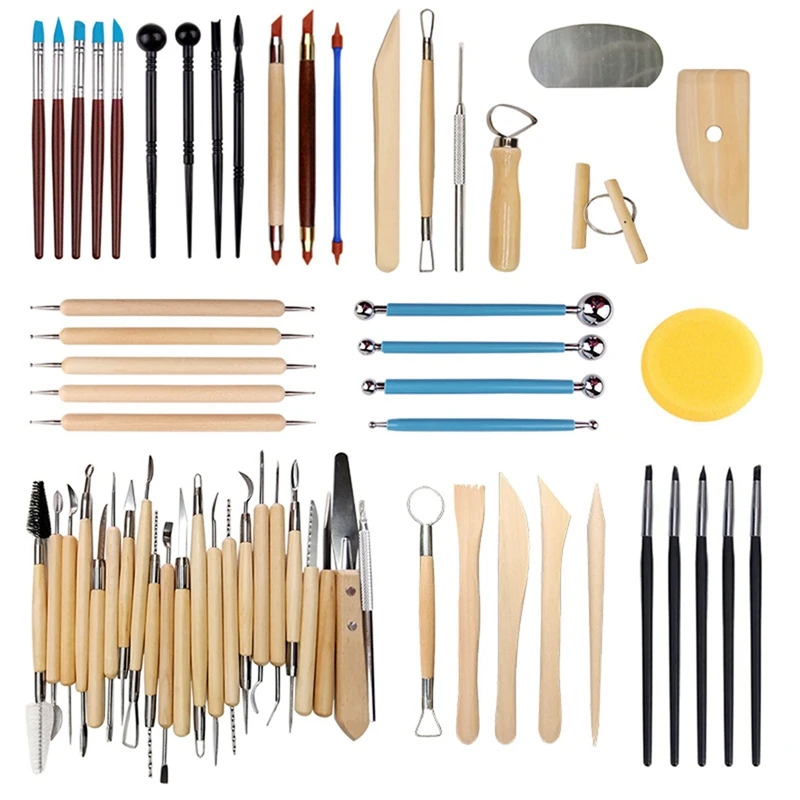 

61PCS Set Of Pottery Clay Tools Pottery Art Tools Sculpture Soft Pottery Clay Tools Clay Plastic Ceramic Making Tools