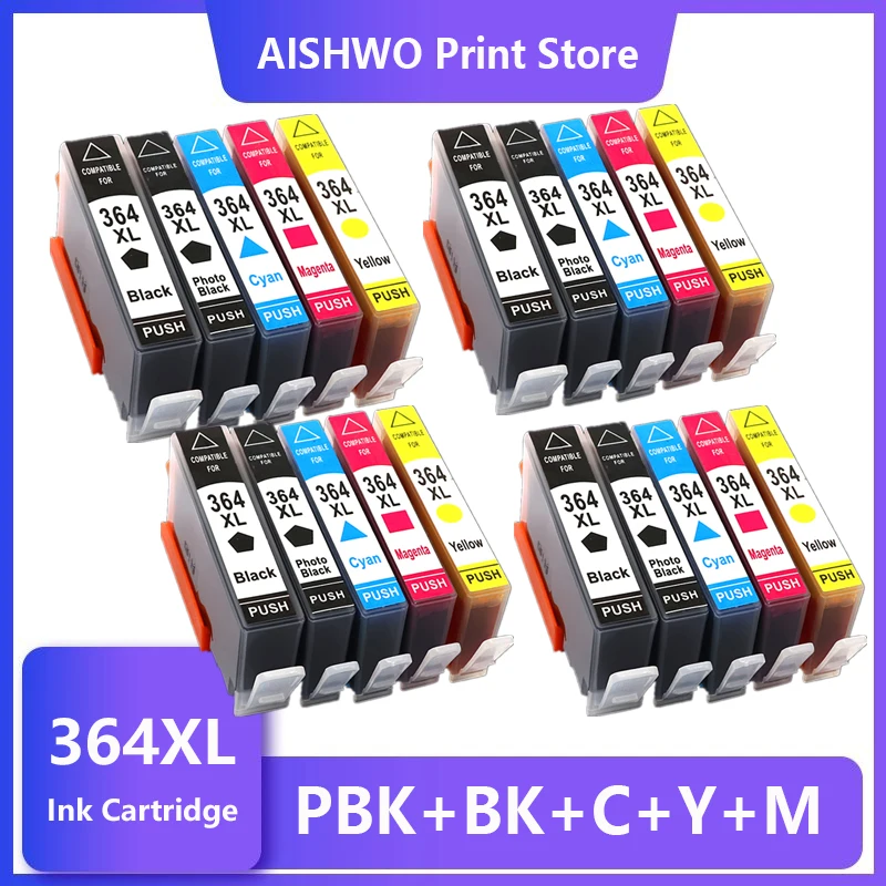 

ASW 4set 364XL Compatible Ink Cartridges Replacement for HP 364 xl Deskjet 3070A 5510 6510 B209a C510a C309a Printer