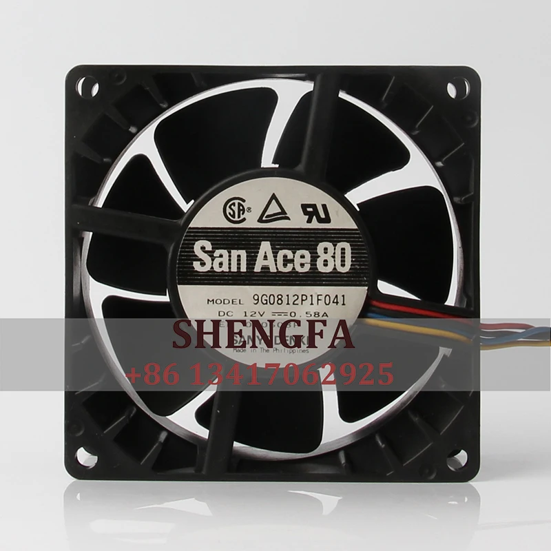 Вентилятор охлаждения SANYO 9G0812P1F04, 1 лампа, 24 В, 48 В, 12 В постоянного тока, 8038 А, 80x80x38 мм переменного тока, 8 см, дюйма, 4-проводной, ШИМ, Осевой поток, центробежный