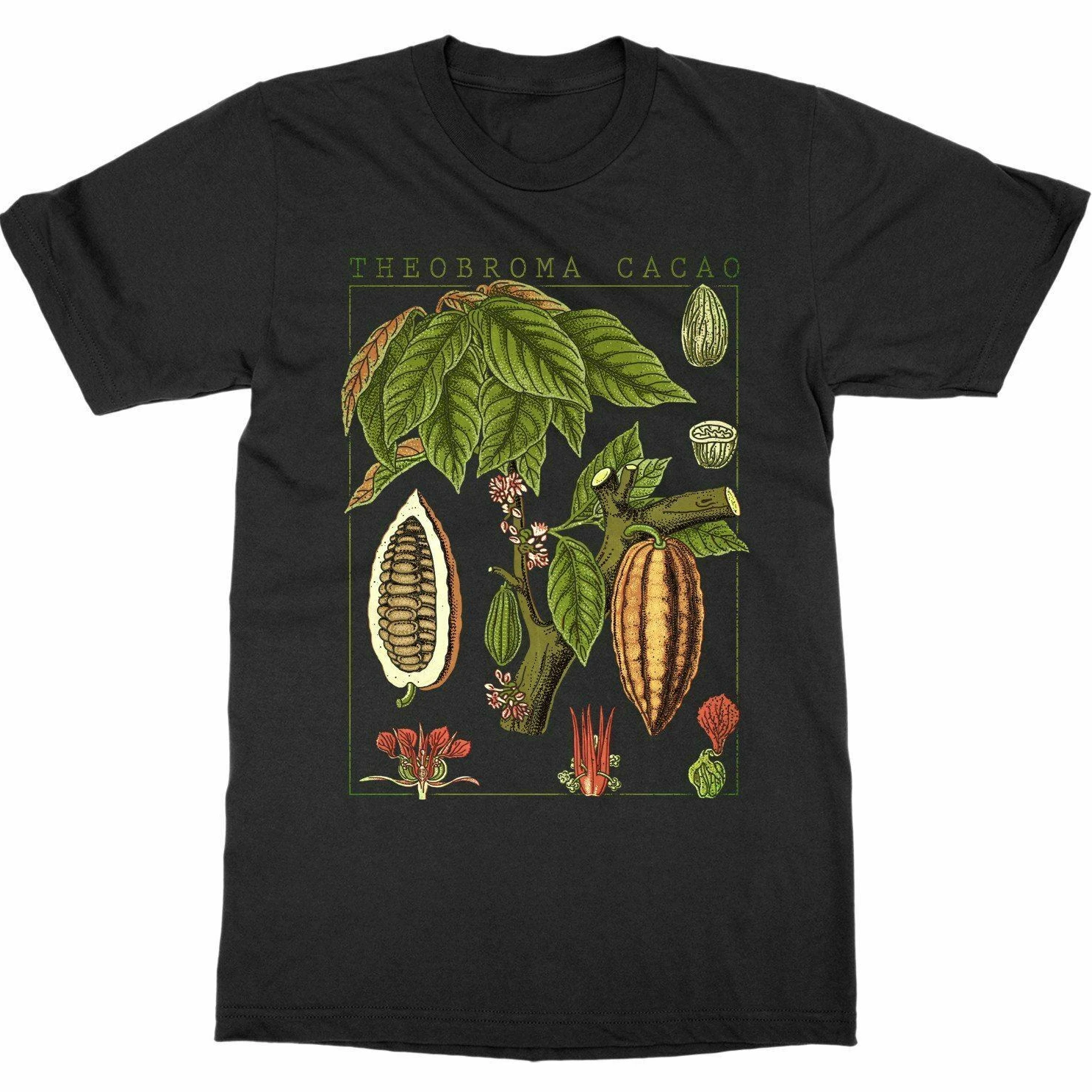 

Chocolate Fruit Flower Grow T-Shirt. Botanical Garden Plant Print art Summer Cotton Short Sleeve O-Neck Unisex T Shirt S-3XL