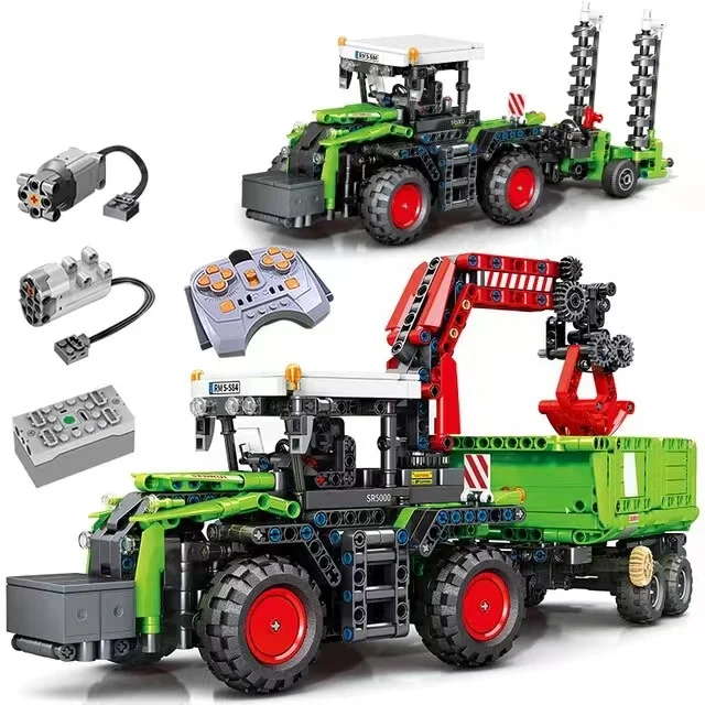 

MOC 74760 City Remote Control Green Farm Track Tractors Vehicle Model High-Tech Building Block Bricks Toys Kids Children Gifts