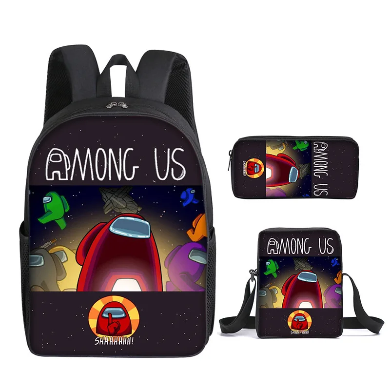 

Space Werewolf Killing Among Us School Bag Three-piece Primary and Secondary School Student Backpack Satchel Bag Pencil Case
