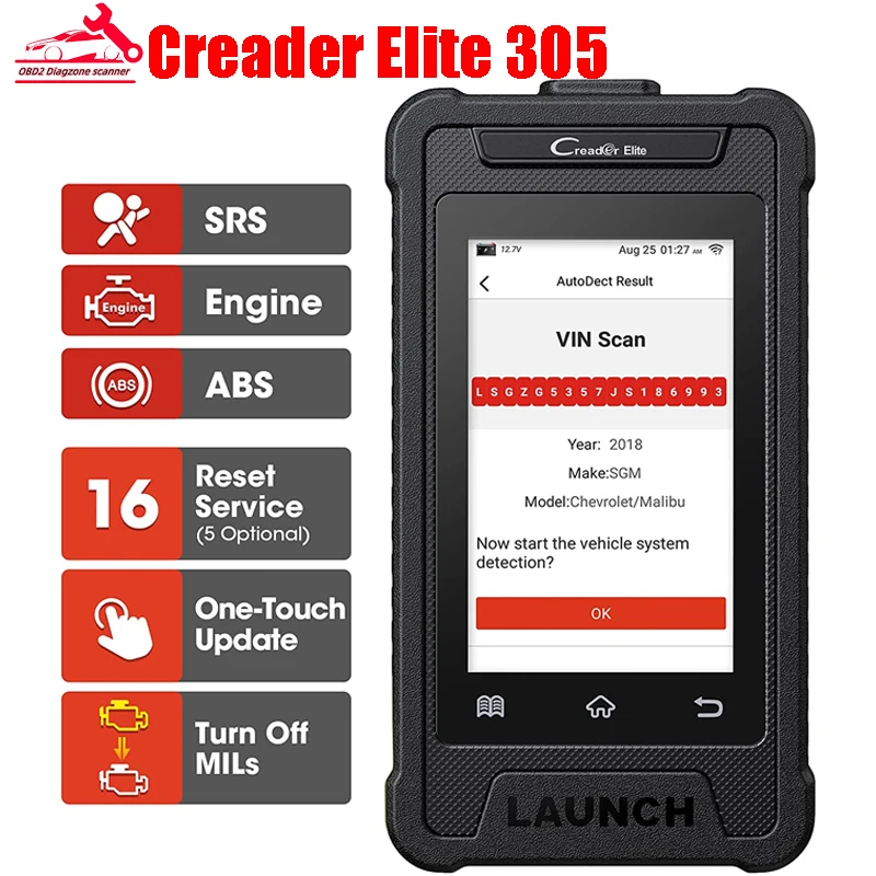 

LAUNCH X431 CRE305 Code Reader OBD2 OBDII Car/Auto Scanner Diagnostic Automotive Tool ABS SRS Check Engine Programming Tool