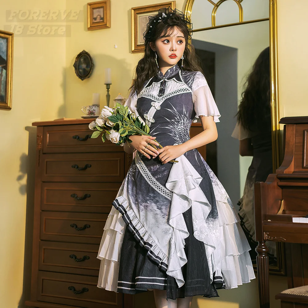 

Lolita Dress Chinese Cheongsam Melonshow Sweet Vintage Women Gothic Lolita Girls Kawaii Clothes Victorian Dresses