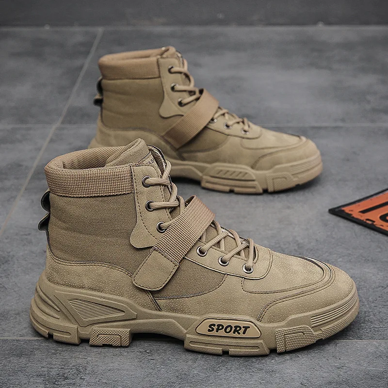 

Work Boots Men Comfort Desert Boot Retro Casual High Top Shoes for Men Fall Winter Non-slip Hiking Booties Botas Hombre 2023
