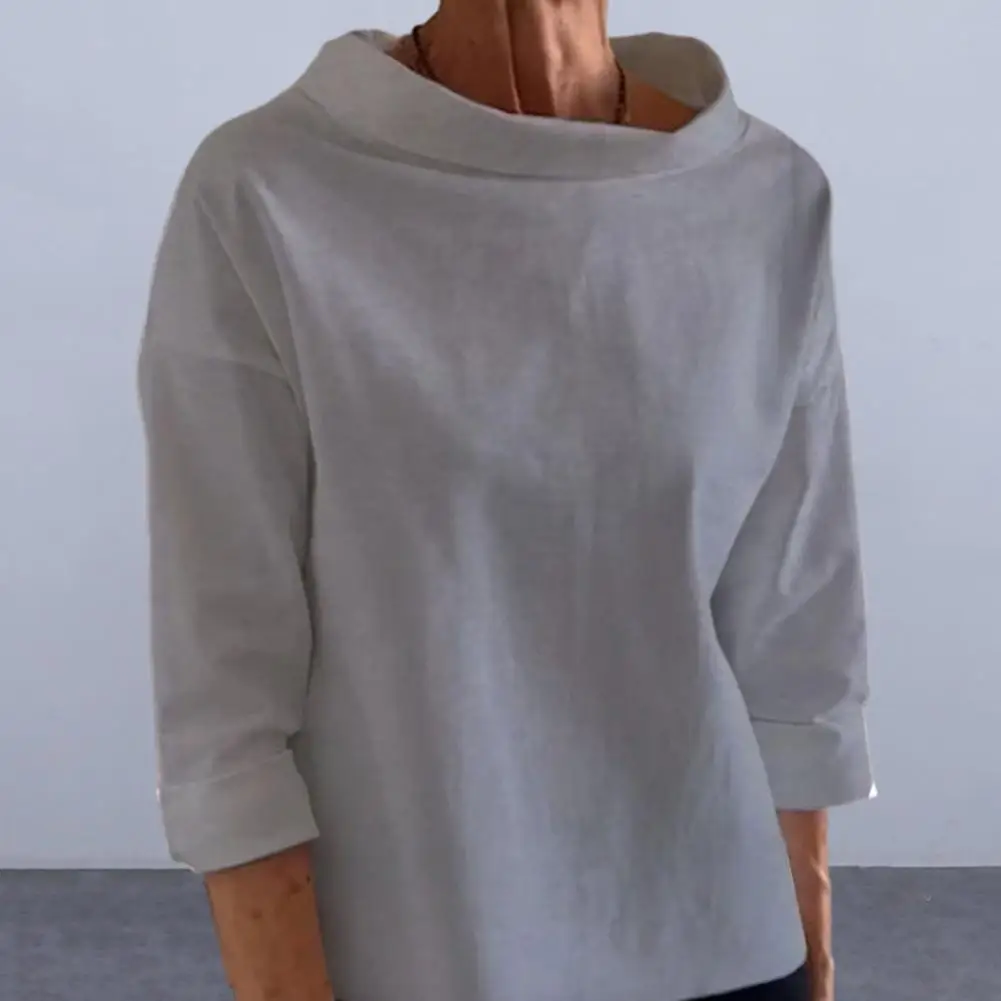 

Повседневная Женская толстовка, стильная Женская Толстовка свободного кроя на весну/осень, футболка с длинным рукавом и высоким воротником для A