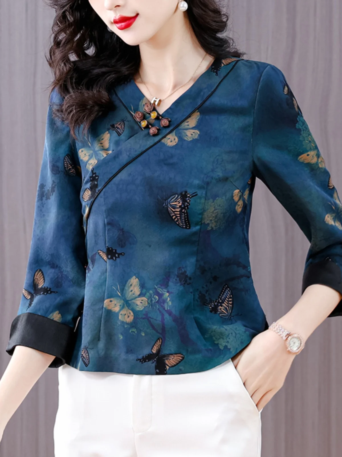 Китайская пряжа Hualuo Xiangyun женский короткий китайский костюм топ универсальная