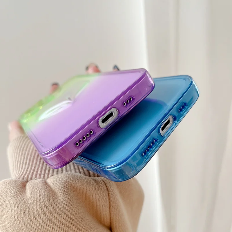 Прозрачный защитный чехол для IPhone 13 11 12 Pro Max с 3D градиентом и любовным сердечником
