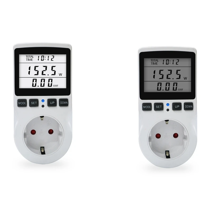 

AC 220V Power Energy Meter Digital Wattmeter Kwh Amp Time Electricity Cost Power Factor Monitor EU Plug