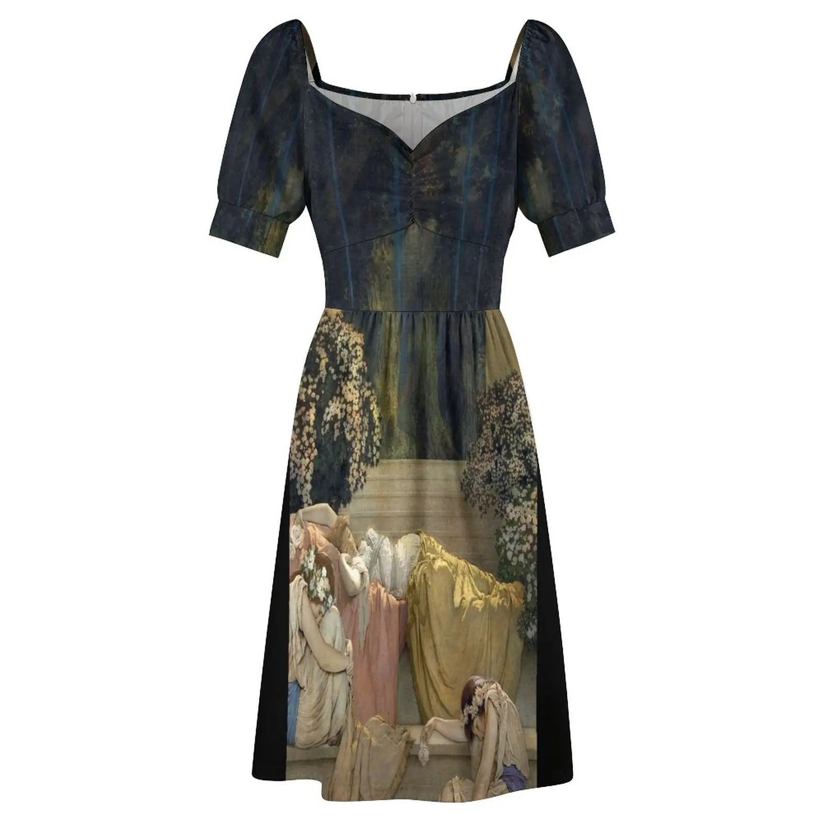 Maxfield Parrish - Спящая красавица Платье с короткими рукавами сексуальное платье для