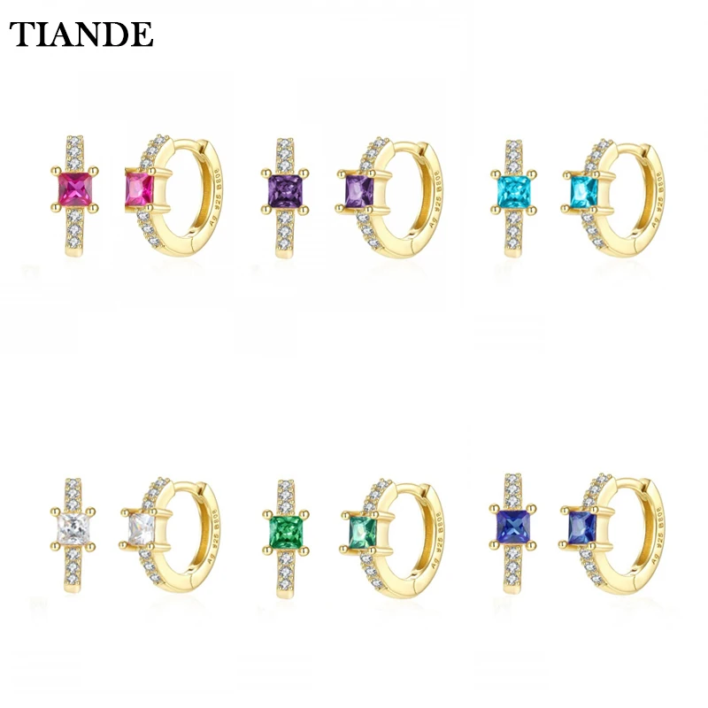 

TIANDE Silver Color Gold Plated Hoop Earrings for Women Colour Zircon Piercing Circle Earrings 2022 Fashion Jewelry Wholesale