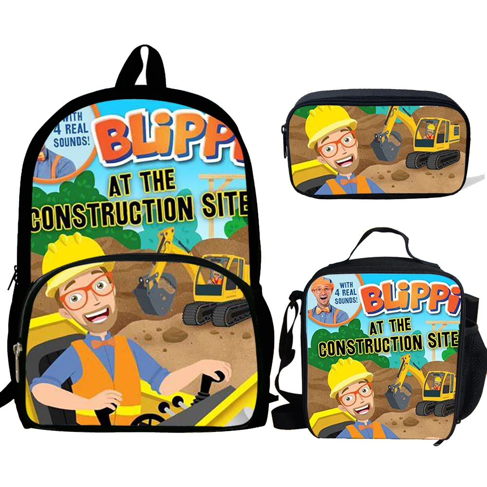 Blipi-Mochila escolar de dibujos animados para niños y adolescentes, bolsa de libros...