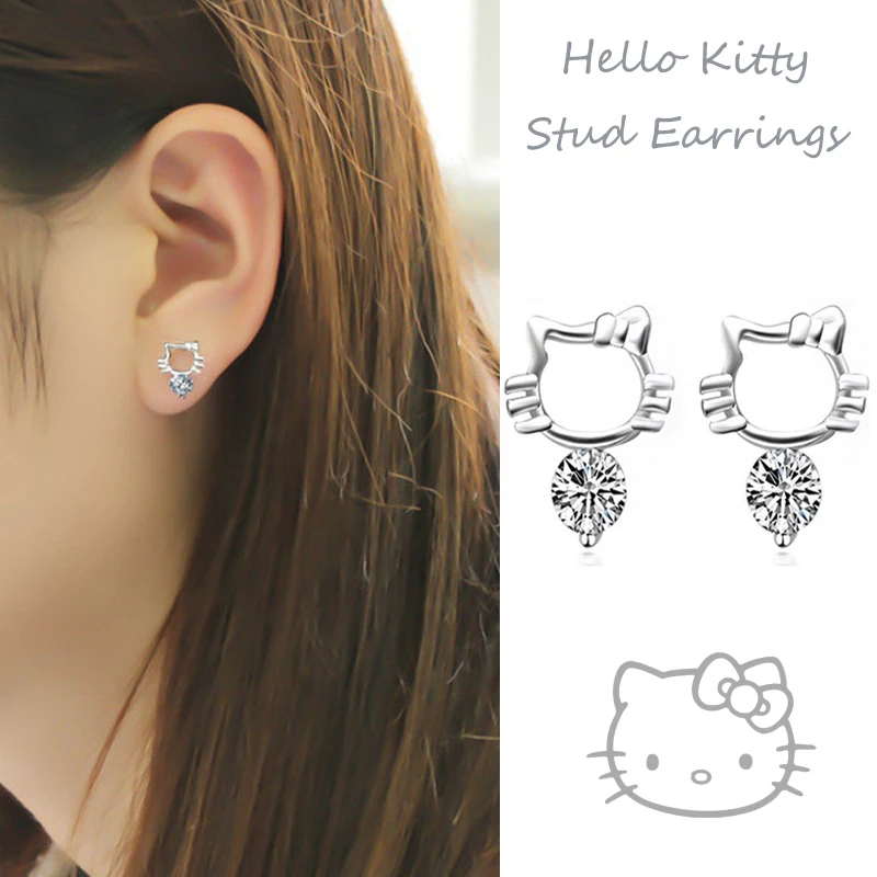 

Sanrio Kawaii Hello Kitty серьги девочка мультфильм милые ретро серьги-гвоздики студент Ins модные Универсальные серьги подарок для девочки