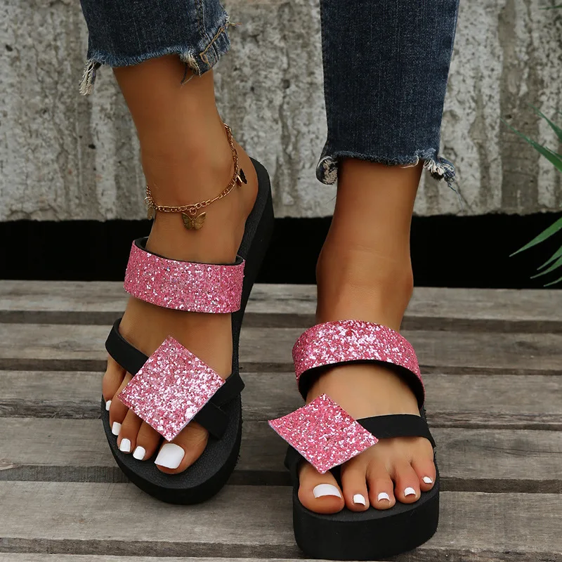 

2022 New Thick Sole Summer Wedges Women Slippers Clip Toe Women Casual Beach Flip Flops Comfy Lady Gladatior Sandal