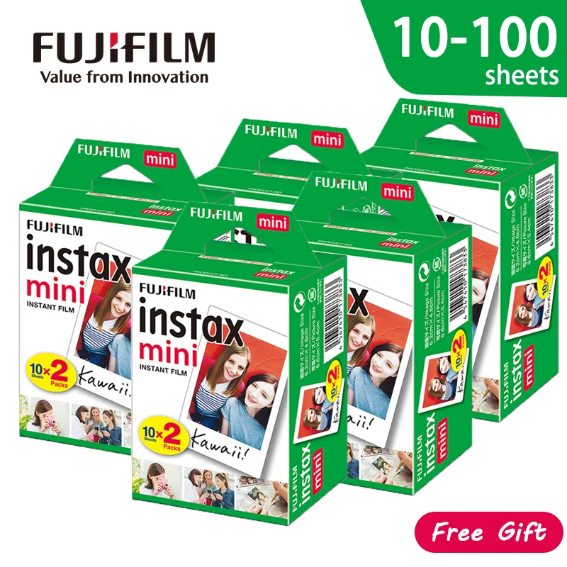 

New 10- 100 Sheets Fujifilm Instax Mini LiPlay 11 9 8 7s 70 90 LINK SP-2 Film White Edge Photo Paper for Polaroid Instant Camera