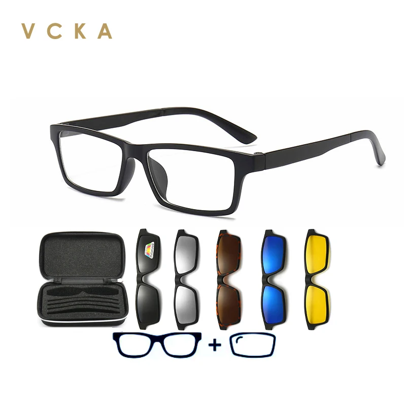 VCKA квадратные поляризационные солнцезащитные очки на магнитной клипсе мужские