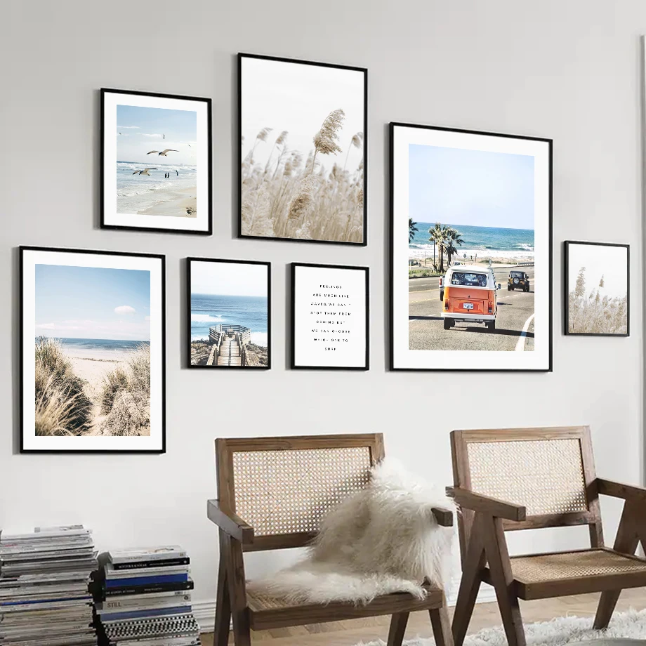 Настенная Картина на холсте синий океан кокосовое дерево Ван пляж роуд