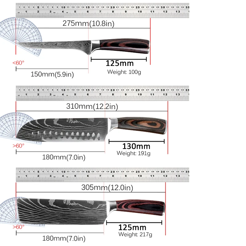 Набор кухонных ножей из высокоуглеродистой нержавеющей стали профессиональные