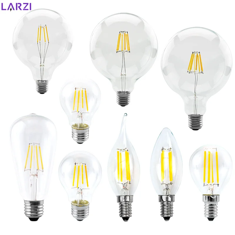 

Retro Edison LED Light Bulb E14 E27 220V 2W 4W 6W 8W C35 G45 ST64 A60 G80 G95 G125 Filament Vintage Glass Led Bulb Lamp