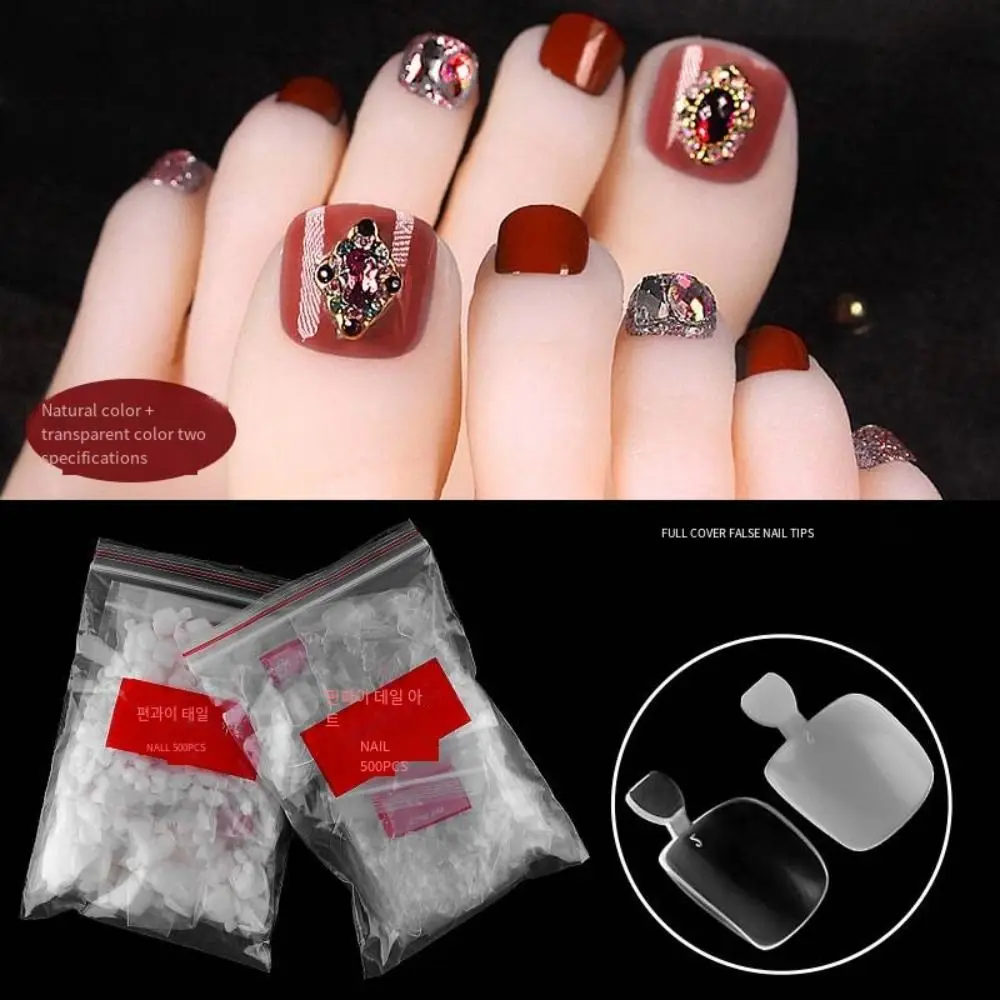 

1 Box Of Artificial Fake Nail Patch Full Coverage Nail Tipspedic Accessories Natural/Transparent Pressed Nails Toe Tip Nail Art