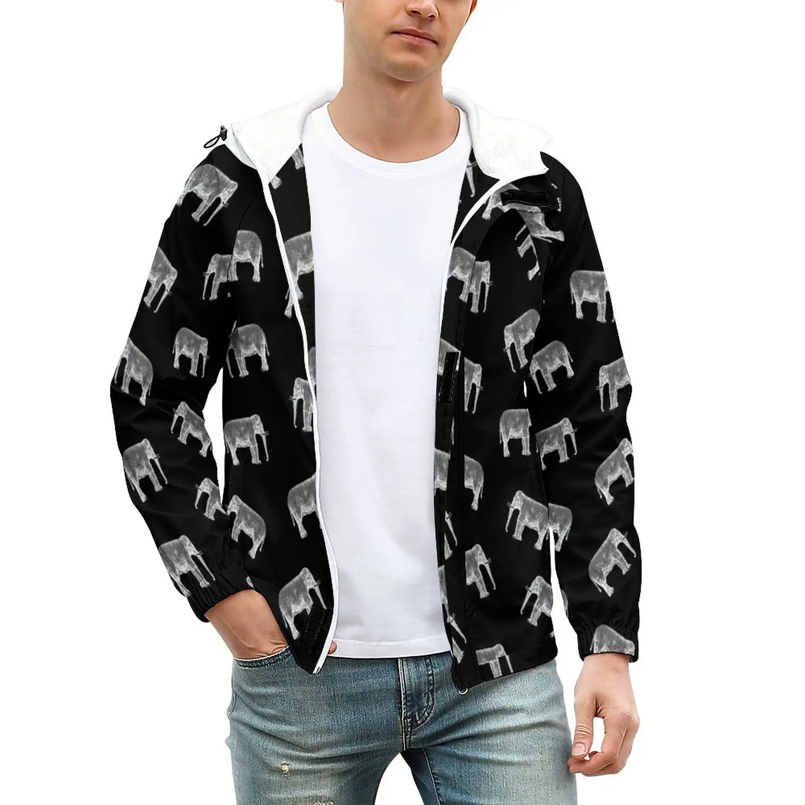 

Повседневные куртки в стиле ретро с изображением слона, ветрозащитная теплая ветровка с забавным животным принтом, мужские пальто с узором,...