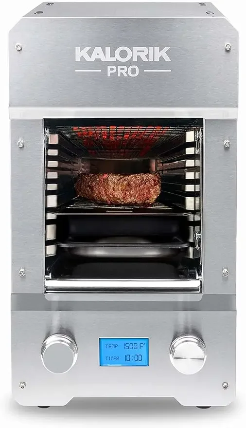 

Professional Electric Smokeless Indoor Grill, Restaurant Quality 1500°F Searing, Steak House Style, Digital LCD Display
