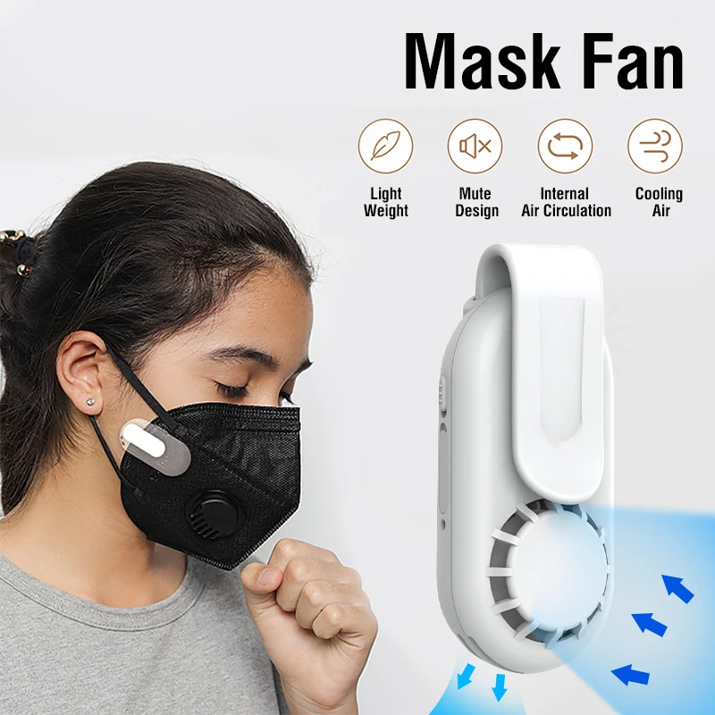 

Portable Face Mask Fan Cooling with Clip Wearable Air Cooler for Face Mask Rechargeable Cooling Fan Mini Bladeless Fan