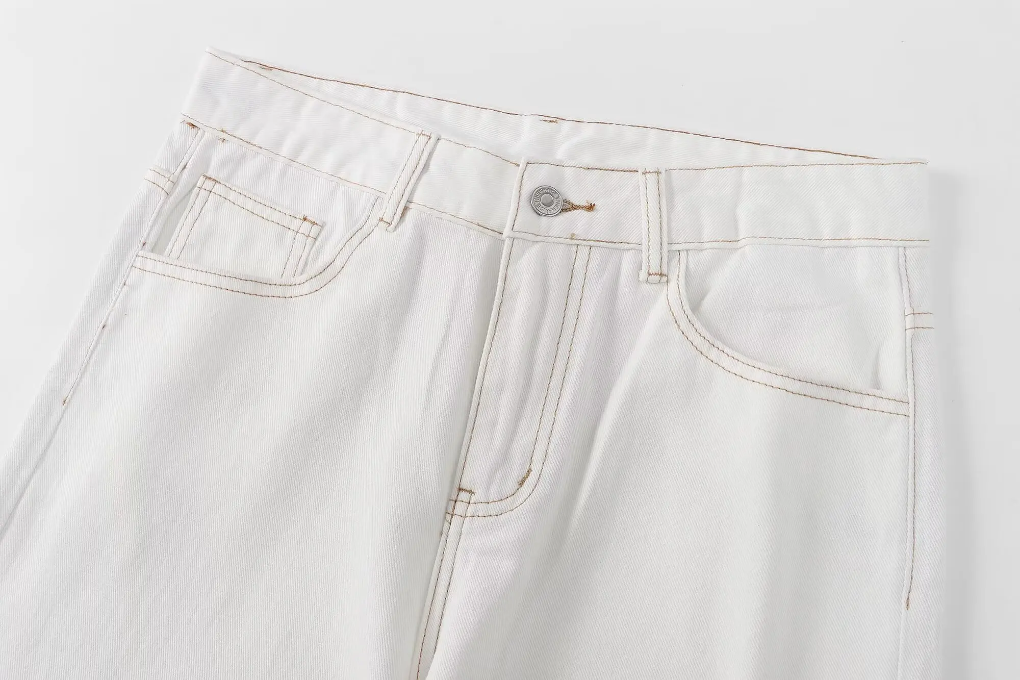 Женские винтажные джинсы Maxdutti свободные белые с высокой талией и широкими